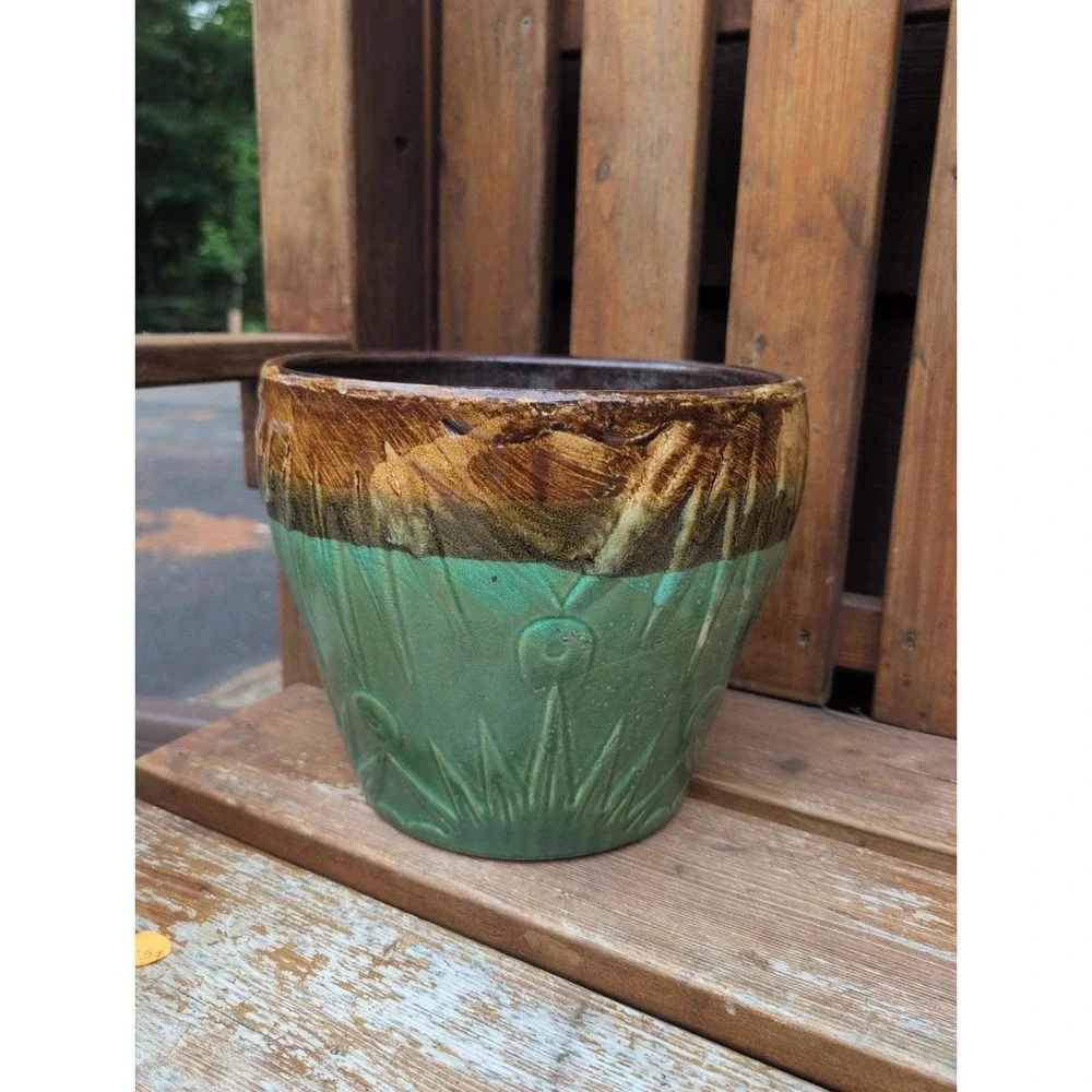 Vintage RRP Roseville Ohio Sunburst Sun & Moon Pottery Jardiniere Planter 10x9